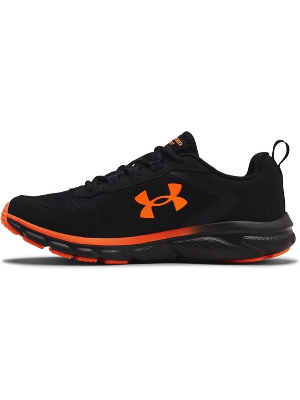 Men's Black Orange Running Breathable No Heel Closed Toe Charged Assert Sneaker